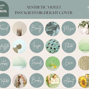 36 Green Instagram Highlight Stories| Instagram Highlight Covers | Canva Editable Template | Aesthetic Instagram Highlights | Boho Design