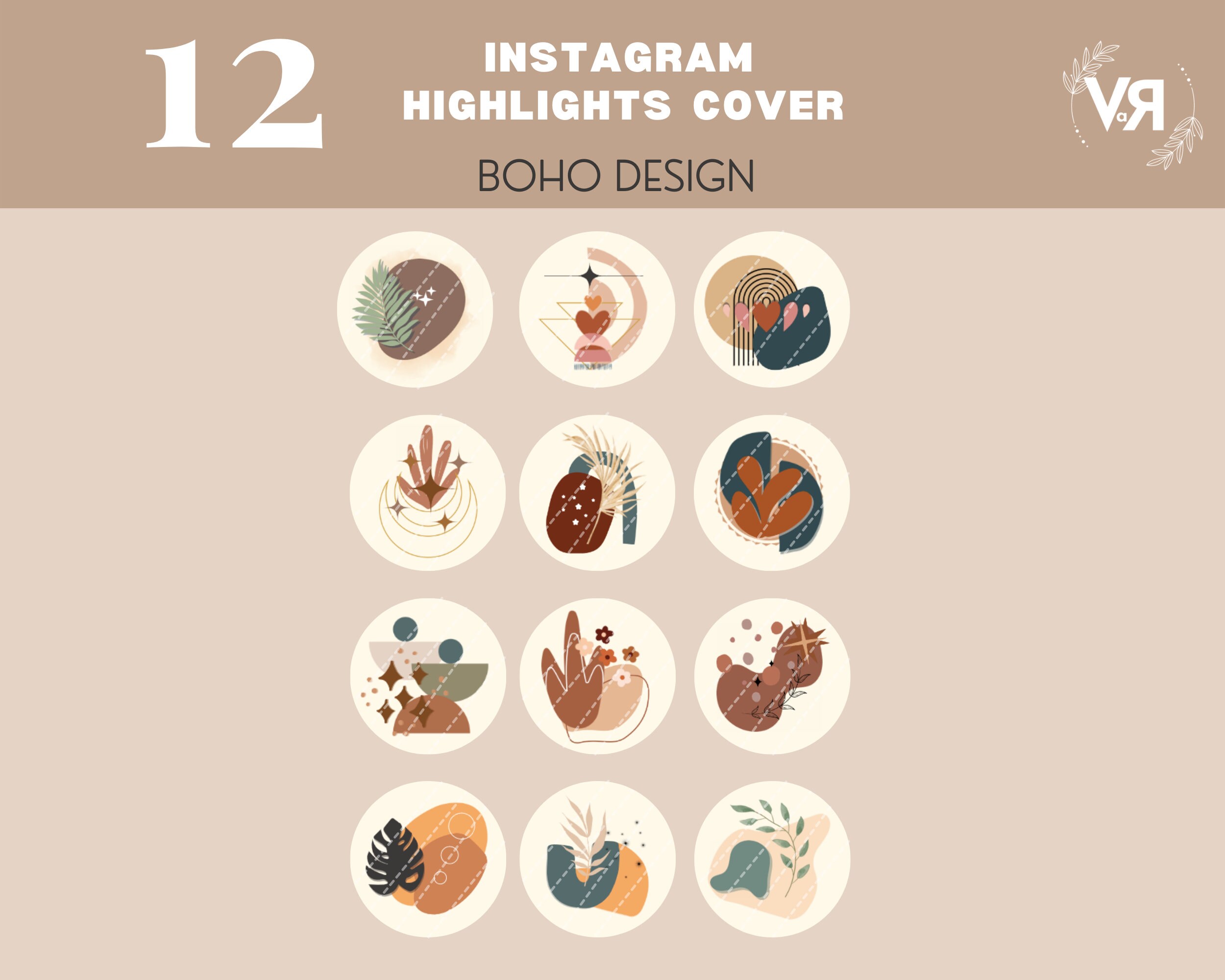 12 Boho Instagram Highlight Cover / Instagram Covers Stories / Beige ...