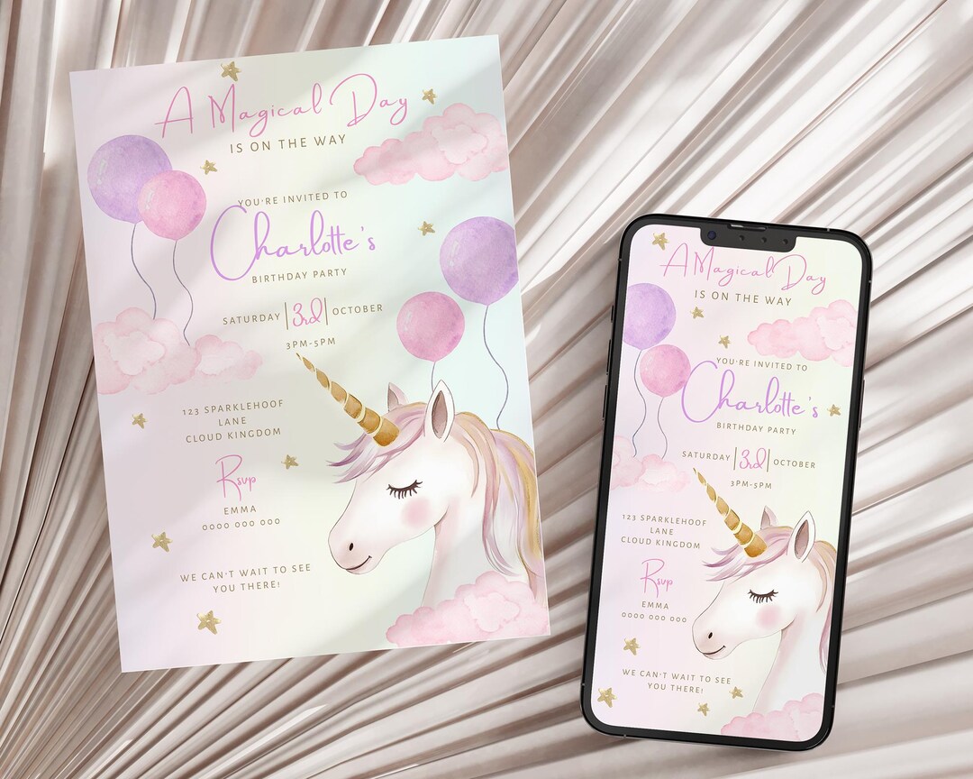 Animated Unicorn Birthday Invitation Video | Rainbow Pastel Fairytale ...
