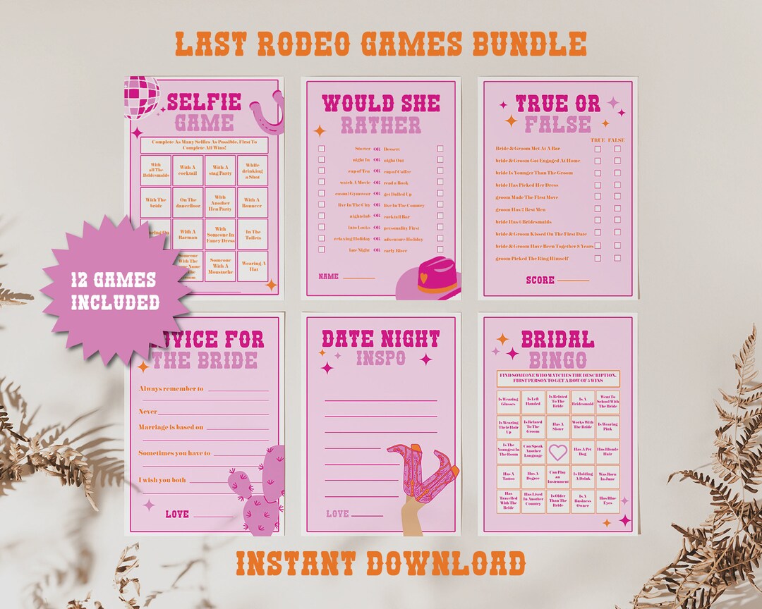 Bridal Shower Last Rodeo Games, Editable Hen Party Games Bundle, Hot ...
