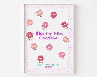 Island themed Kiss the miss goodbye template, printable hen do keepsake, bachelorette party keepsake, personalised kisses for the future mrs