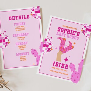 Last Rodeo Bachelorette invite, Last Rodeo Hen Do, cowgirl bachelorette party, Last Rodeo Bachelorette weekend, itinerary template, evite