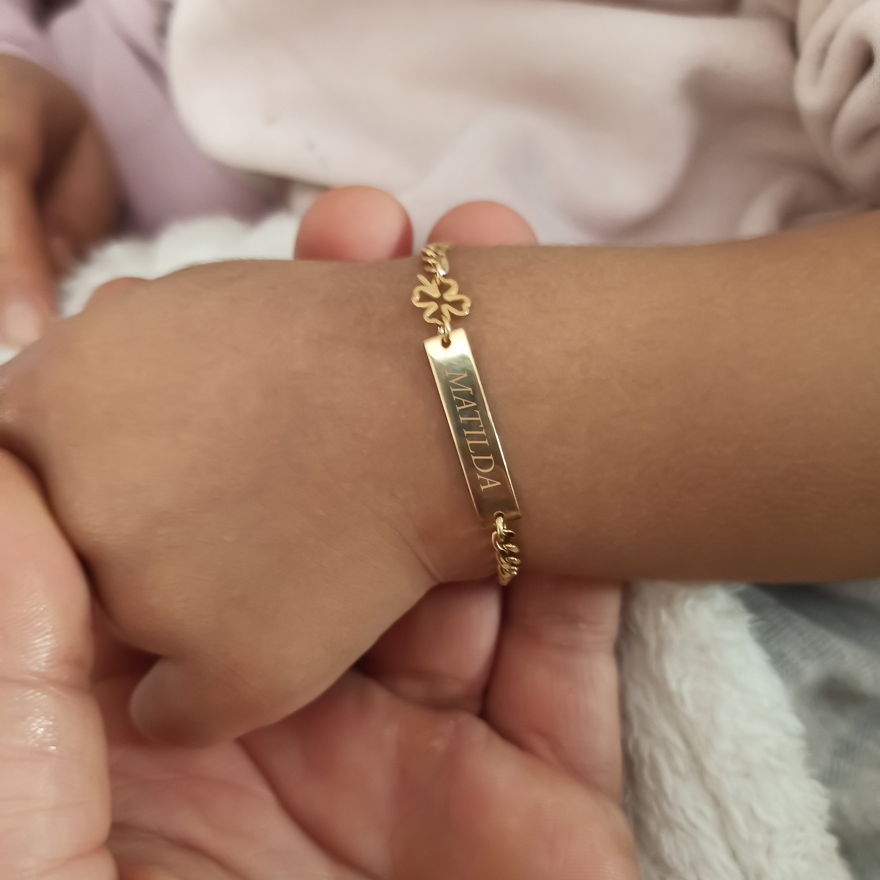 14K Solid Gold Bullion Bracelet, Name Bracelet, Child Gold Bracelet