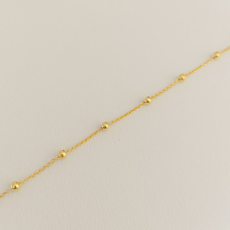 14k Solid Gold Bead Chain Bracelet Gold Satellite Bracelet Etsy