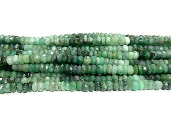 Natural Emerald Rondelle Beads: Shaded Faceted Gemstone Strand