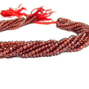 Natural Mozambique Garnet Faceted Rondelle Beads - 3.5mm, 13 Inch Strand