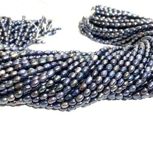 Natural Black Freshwater Pearl Beads: Smooth Oval Jewelry Making, 3.5mm