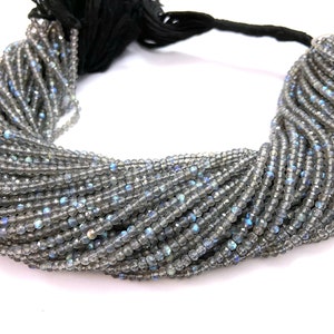 AAA+ Labradorite Faceted Rondelle Beads: Blue Fire Gemstone, 3.5mm, 13 Inch