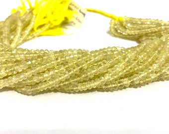 Natural Lemon quartz Faceted Rondelle Beads Lemon quartz Beads quartz Beads Strand Jewelry Making Beads quartz Jewelry Wholesale Beads.