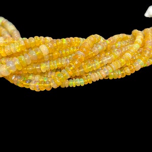 Ethiopian Opal Smooth Rondelle Bead Yellow Opal Bead Opal Plain Bead Fire Opal Bead Flashy Bead Opal Jewelry Beads Wholesale Beads