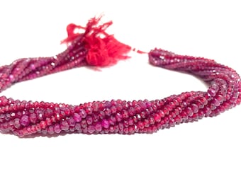 Natural Ruby Faceted Rondelle Beads Ruby Faceted Beads Ruby Rondelle Beads Ruby Gemstone Jewelry Making Beads Micro Beads Wholesale Beads