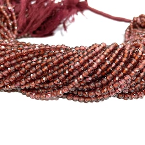 Natural Garnet Faceted Rondelle Beads: 3MM Jewelry Making