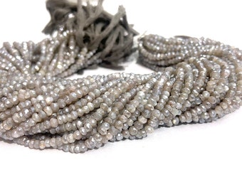 Natural Grey Moonstone Faceted Rondelle Beads Moonstone Coated Beads Grey Moonstone Rondelle beads Moonstone Gemstone Wholesale Beads