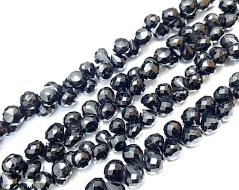 Black Spinel Faceted Onion Beads: Jewelry Making Supplies (6-8MM)