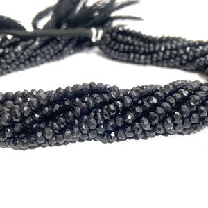 Natural Black Onyx Faceted Rondelle Beads Black Onyx Rondelle Beads Jewelry Making Beads Onyx Strand Gemstone Beads Wholesale Beads