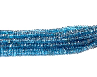 London Blue Topaz Faceted Rondelle Beads Natural Blue Topaz Beads Topaz Jewelry Beads Coated Beads Topaz Faceted Beads Wholesale Beads