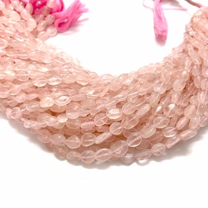 Rose Quartz Oval Beads Strand: 7x9mm Smooth Gemstone Beads