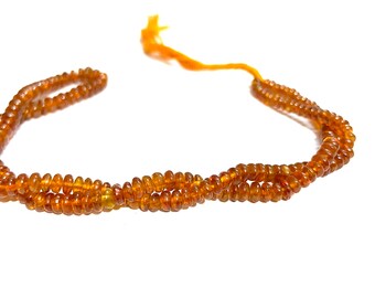 AAA Orange Kyanite Smooth Rondelle Beads Strand (4-5mm)