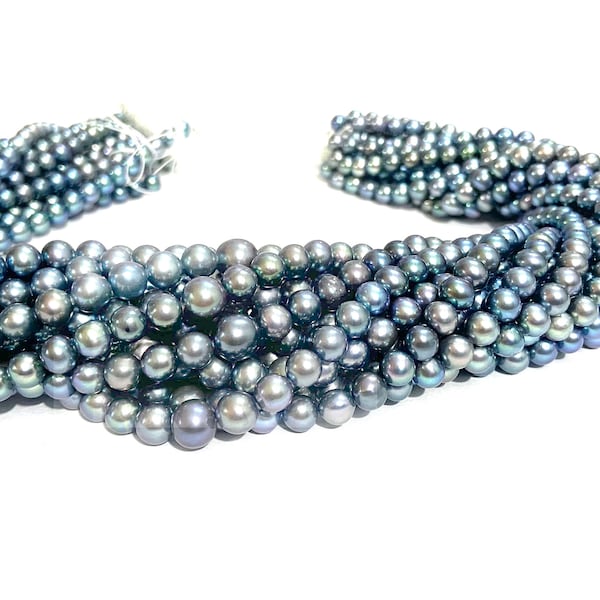 Natural Freshwater Pearl Round Beads Blue Pearl Beads Freshwater Pearl Beads Pearl Jewelry Beads Pearl Smooth Beads Wholesale Beads.