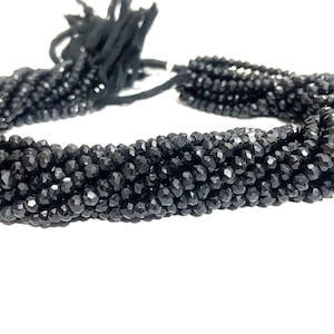 Natural Black Onyx Faceted Rondelle Beads Black Onyx Rondelle Beads Jewelry Making Beads Onyx Strand Beads For Jewelry Wholesale Beads
