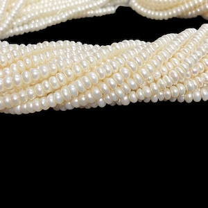 Natural Freshwater Pearl Rondelle Beads White Pearl Beads Freshwater Pearl Beads Pearl Jewelry Beads Pearl Smooth Beads Wholesale Beads.