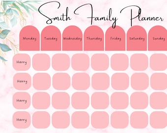 4 Person weekly planner