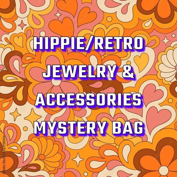 Retro Themed Mystery Bag | Themed Jewelry & Accessories Mystery Bag | Boho Gifts | Hippie Accessories | Hippie Gift Sets | 4 Piece Set