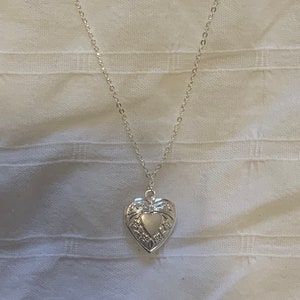 silver heart locket necklace