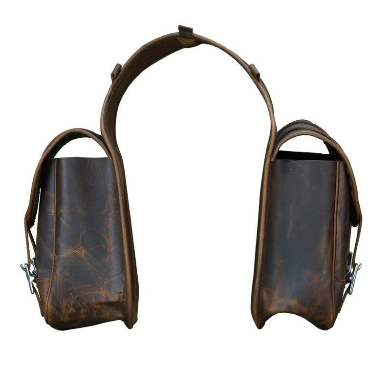 Western Horse Handmade Leather Saddle Bag Brown with Stainless Steel Buckle