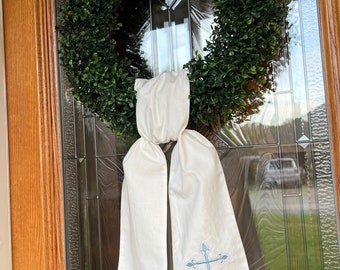 Baptism, Cross Wreath Sash, Religious Wreath Sash, Door Hanger