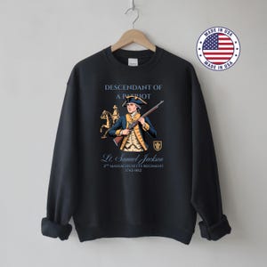 Custom Descendant of a Patriot Shirt, Personalized DAR SAR T-Shirt, Heritage Family Name Tee, Custom Ancestry Shirt, Patriotic Gift image 2