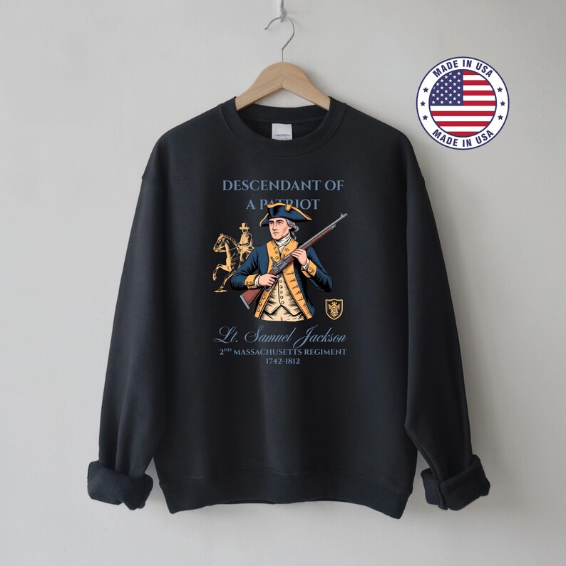 Custom Descendant of a Patriot Shirt, Personalized DAR SAR T-Shirt, Heritage Family Name Tee, Custom Ancestry Shirt, Patriotic Gift image 2