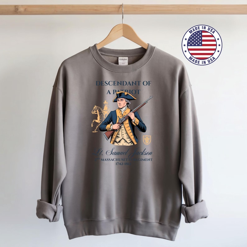 Custom Descendant of a Patriot Shirt, Personalized DAR SAR T-Shirt, Heritage Family Name Tee, Custom Ancestry Shirt, Patriotic Gift image 10