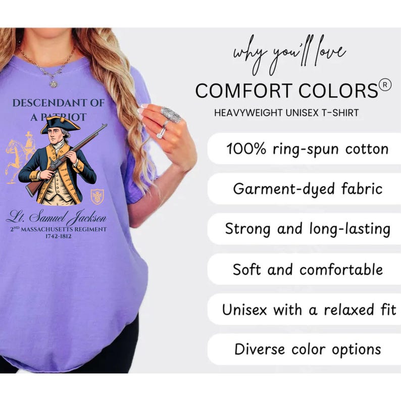 Custom Descendant of a Patriot Shirt, Personalized DAR SAR T-Shirt, Heritage Family Name Tee, Custom Ancestry Shirt, Patriotic Gift image 13