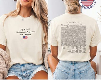 Declaration of Independence Comfort Colors T-shirt, 250th Anniversary Tee, Patriotic USA 1776 History Tee, Founding Fathers Gift