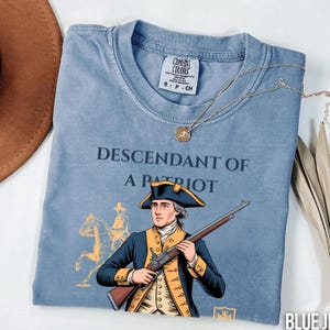 Custom Descendant of a Patriot Shirt, Personalized DAR SAR T-Shirt, Heritage Family Name Tee, Custom Ancestry Shirt, Patriotic Gift image 12