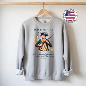 Custom Descendant of a Patriot Shirt, Personalized DAR SAR T-Shirt, Heritage Family Name Tee, Custom Ancestry Shirt, Patriotic Gift image 7