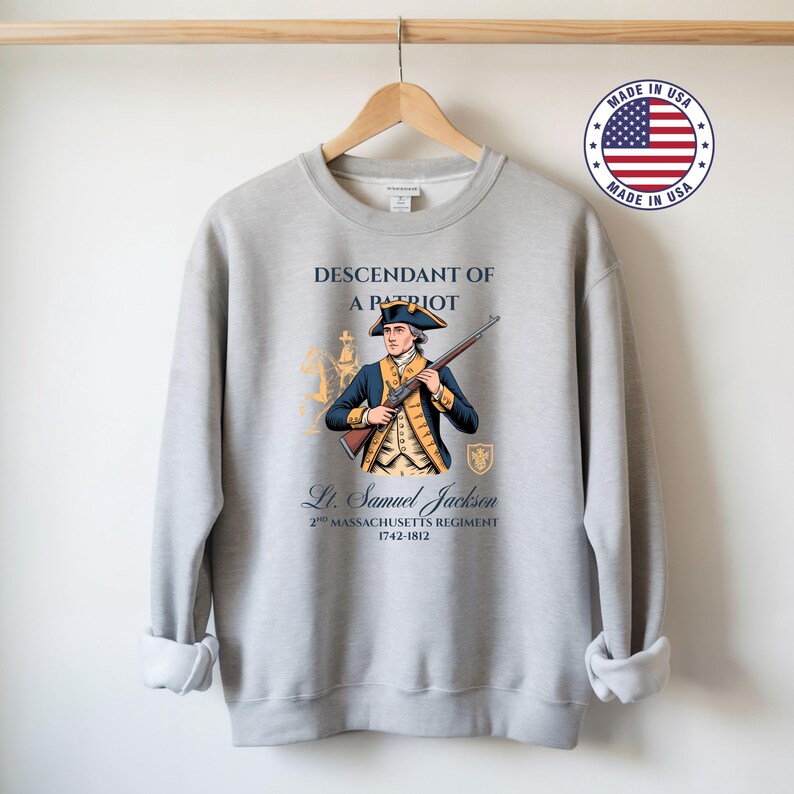Custom Descendant of a Patriot Shirt, Personalized DAR SAR T-Shirt, Heritage Family Name Tee, Custom Ancestry Shirt, Patriotic Gift image 7