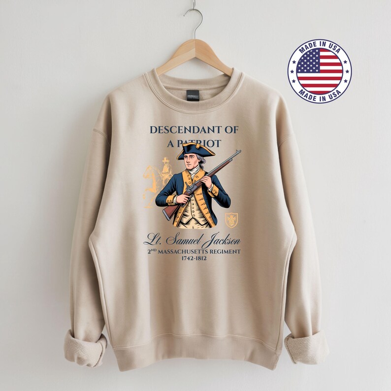 Custom Descendant of a Patriot Shirt, Personalized DAR SAR T-Shirt, Heritage Family Name Tee, Custom Ancestry Shirt, Patriotic Gift image 5