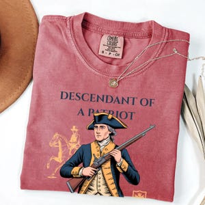 Custom Descendant of a Patriot Shirt, Personalized DAR SAR T-Shirt, Heritage Family Name Tee, Custom Ancestry Shirt, Patriotic Gift image 9