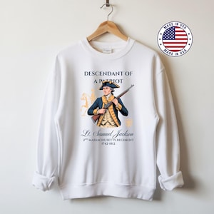 Custom Descendant of a Patriot Shirt, Personalized DAR SAR T-Shirt, Heritage Family Name Tee, Custom Ancestry Shirt, Patriotic Gift image 4