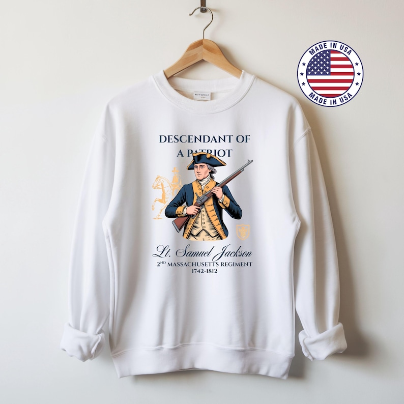 Custom Descendant of a Patriot Shirt, Personalized DAR SAR T-Shirt, Heritage Family Name Tee, Custom Ancestry Shirt, Patriotic Gift image 4