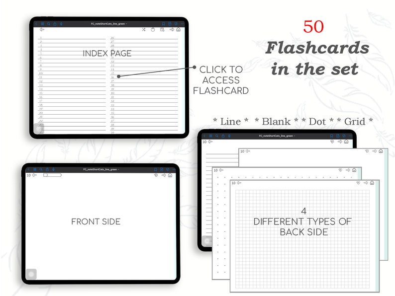 Digital Flashcards 800, 16 Sets Flash Cards Pdf for Learning Flashcards