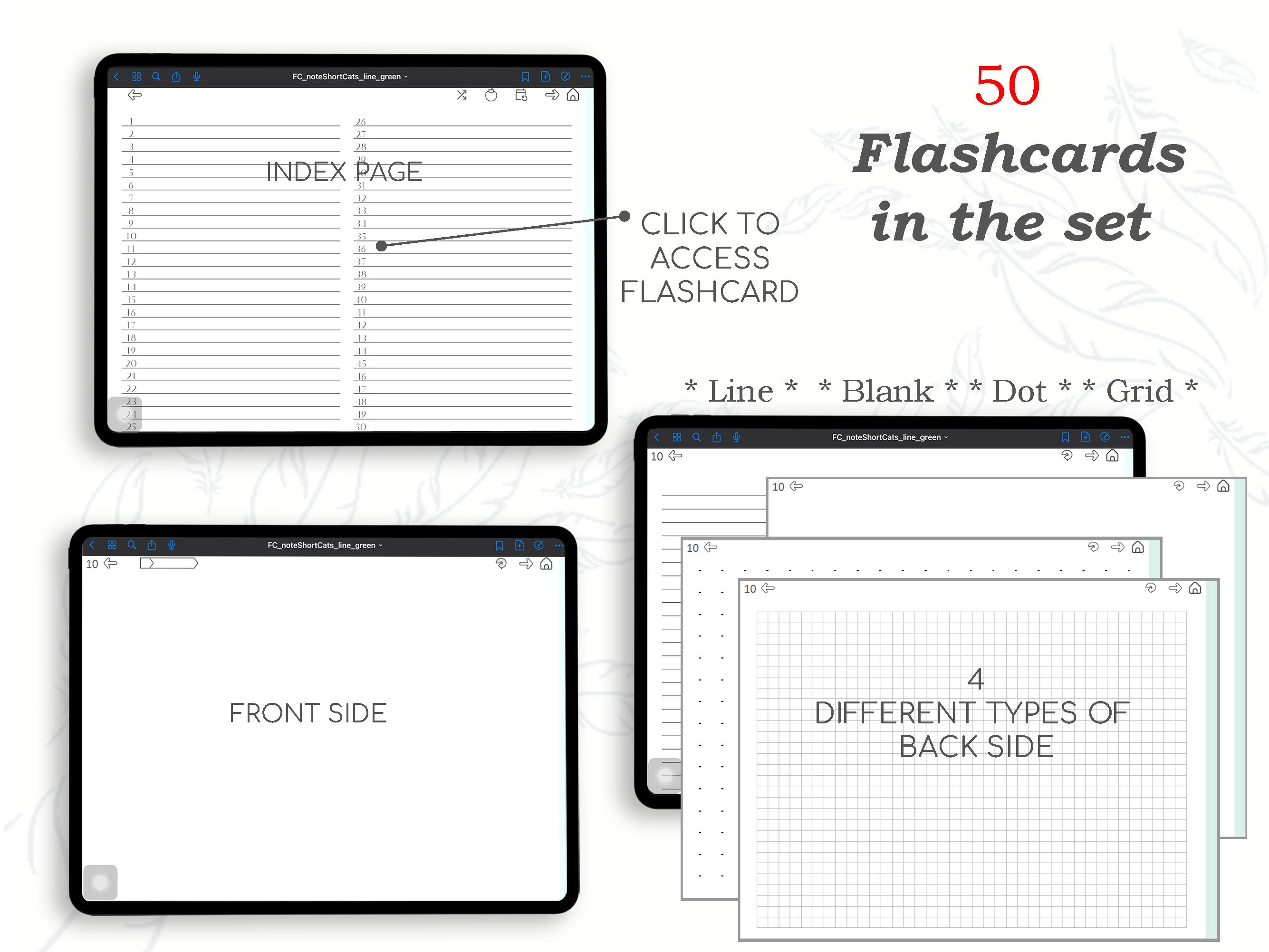 Digital Flashcards 800, 16 Sets Flash Cards Pdf for Learning Flashcards