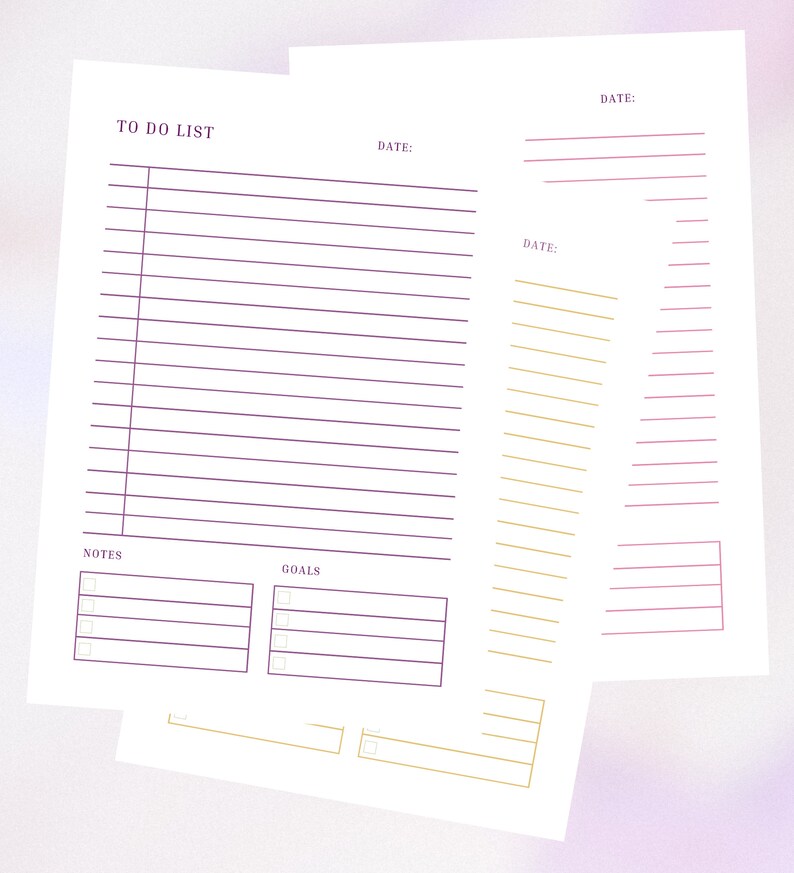 To Do List Printable PDF Colored to Do List PNG Planner Checklist Task ...