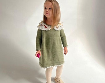 Robe premier anniversaire, robe de Pâques pour bébé, robe à fleurs, robe au crochet pour bébé, robe de vacances, robe de baptême, robe fille à manches longues, robe brodée