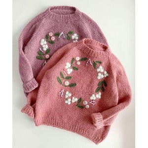 Floral pattern Alpaca sweater, Flower sweater, Baby Name Sweater, Custom baby Sweater Girl Embroidered Sweater Crochet Cardigan Gift newborn image 2