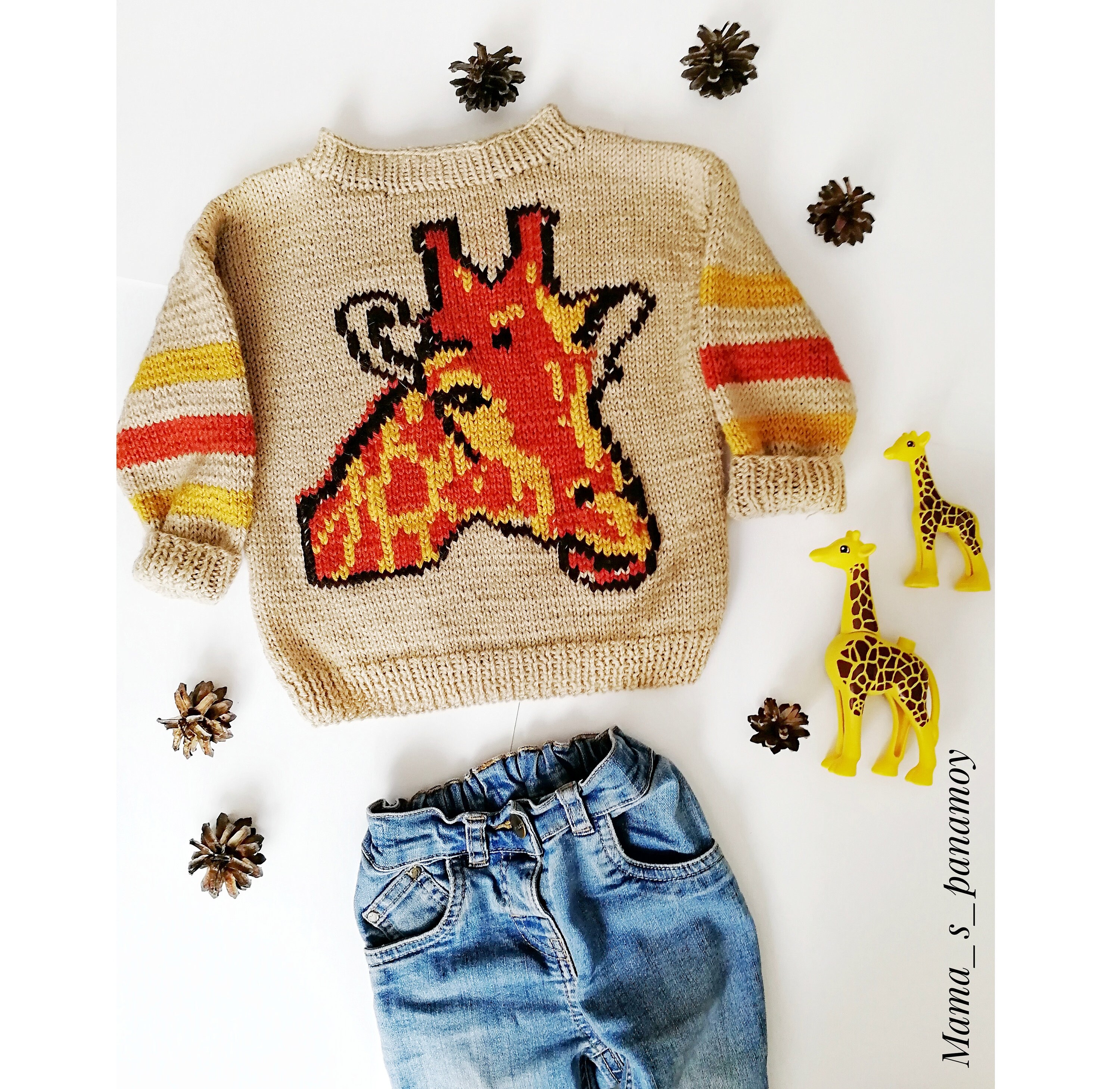 Giraffe Sweater Safari Birthday Infant Boy Clothes Hand Etsy