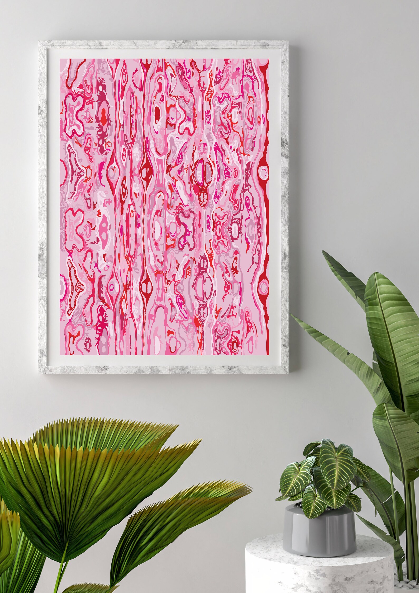Pink and Red Wall Art Poster Abstract Maximalist Decor Art Etsy