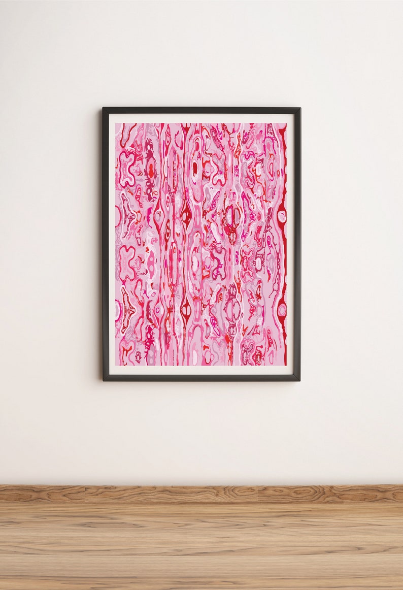 Pink and Red Wall Art Poster Abstract Maximalist Decor Art Etsy